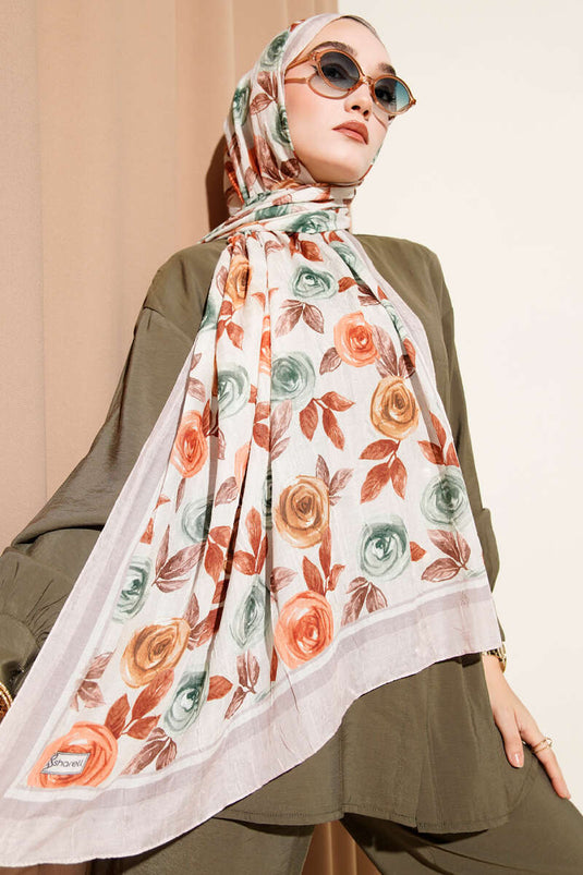 شال من الخيزران بنقوش زهرية