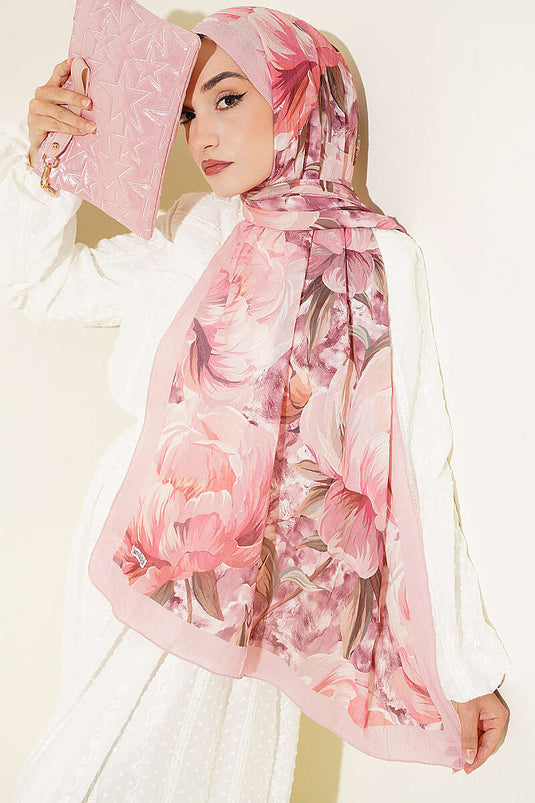Floral Nature Bambu Kraş Şal Pembe