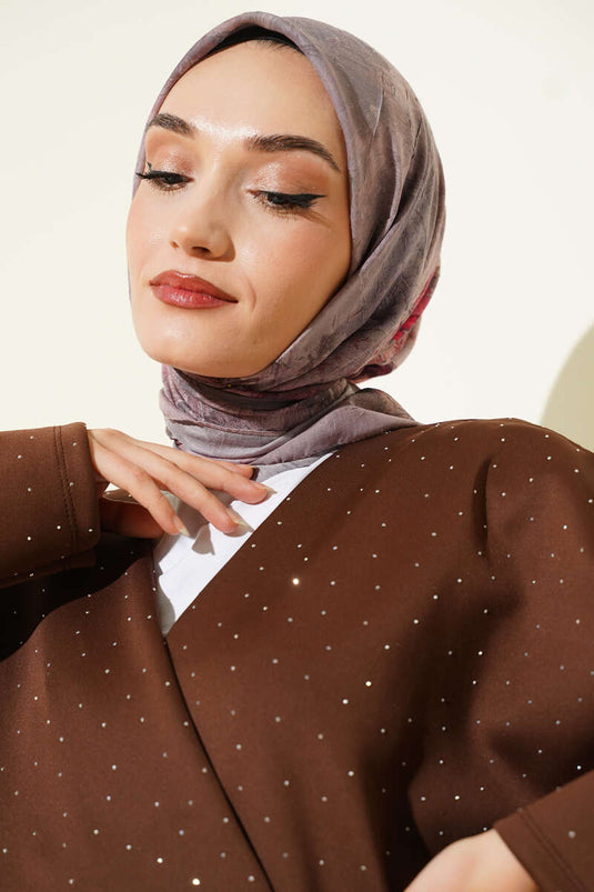 Flowers Bambu Kraş Eşarp Kum Bej