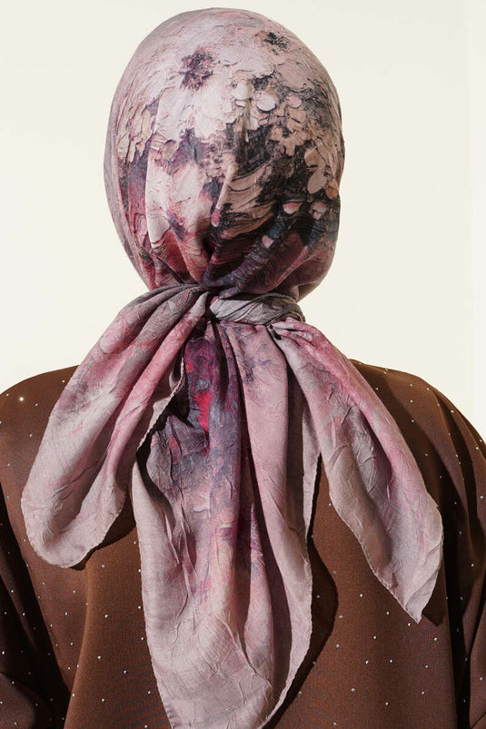 Flowers Bambu Kraş Eşarp Kum Bej