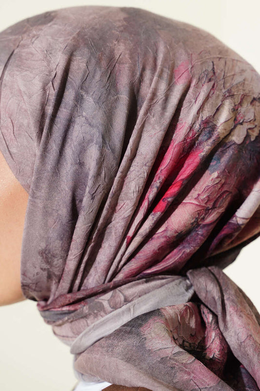 Flowers Bambu Kraş Eşarp Kum Bej