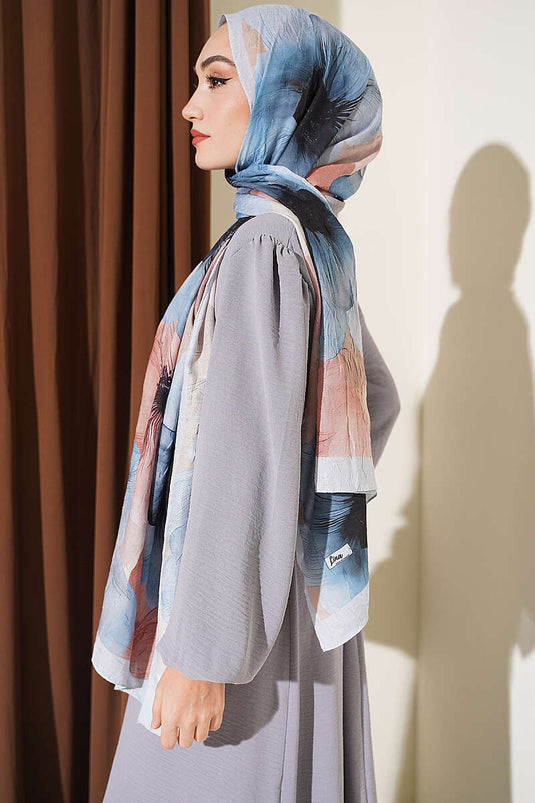 Flowers Bambu Shawl Baby Blue