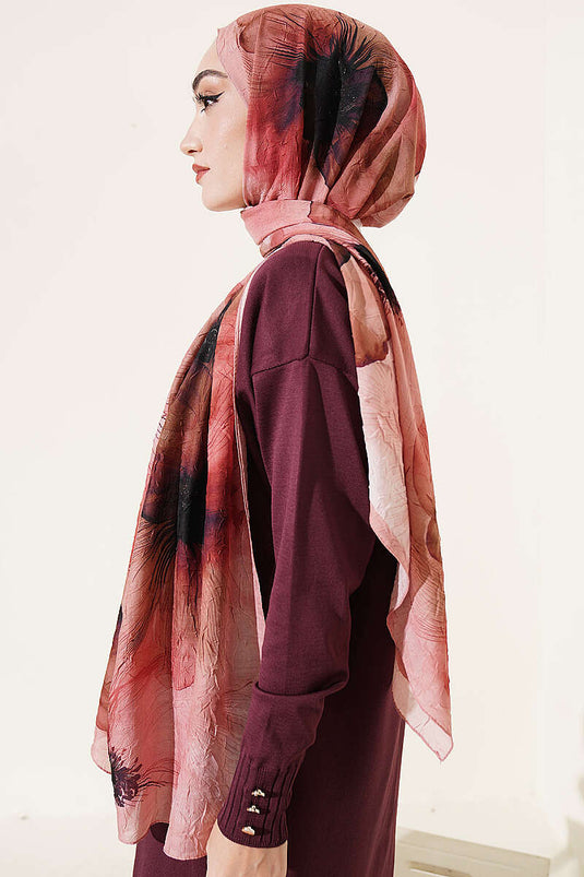 Sciarpa A Fiori In Bambù E Wrap Color Buccia Di Cipolla
