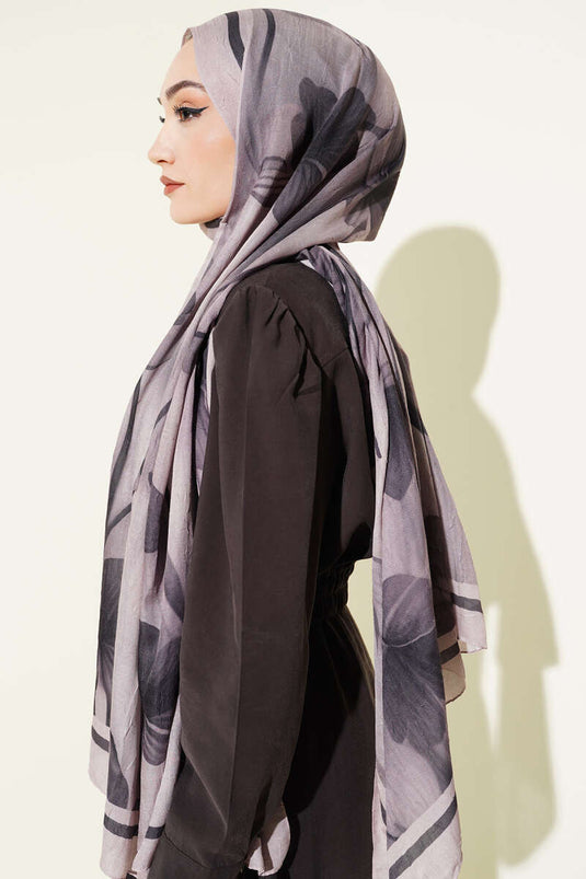 Flowers Desen Bambu Kraş Şal Kum Bej