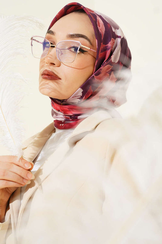 Flowers Desen Demore Eşarp Kiremit