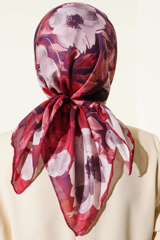 وشاح ديمور بنقشة الأزهار بلون الطين