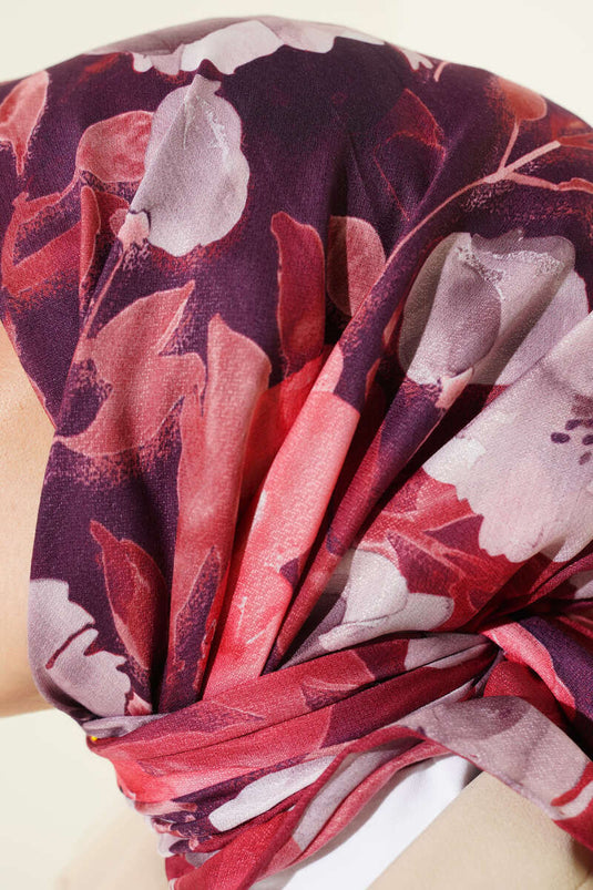 Flowers Desen Demore Eşarp Kiremit