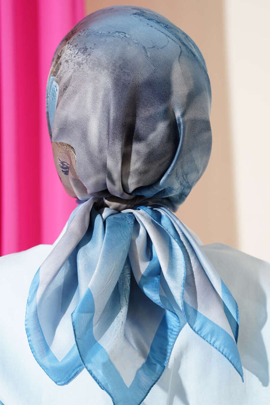 Weicher Schal mit Blumenmuster, Babyblau