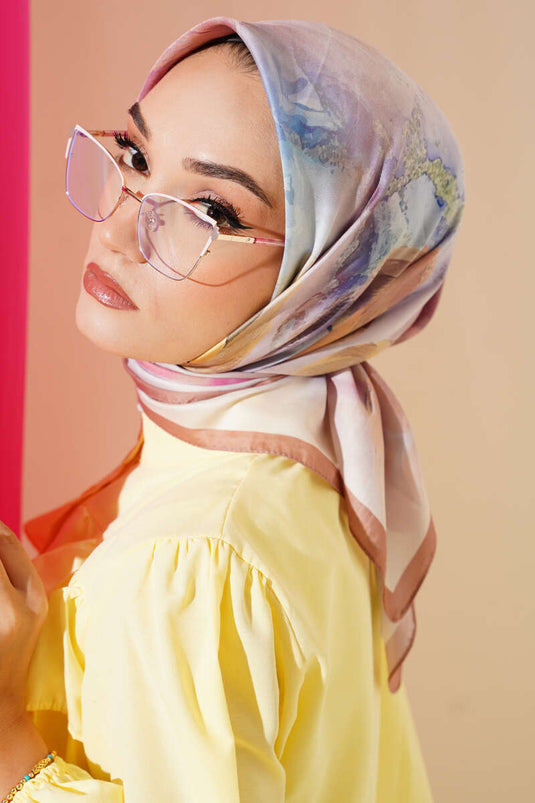 Flowers Pattern Soft Scarf Soft Coffee