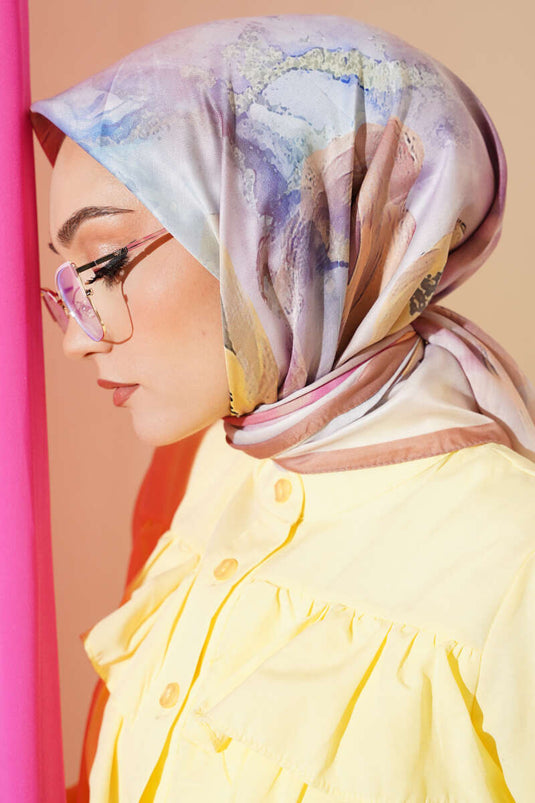 Flowers Pattern Soft Scarf Soft Coffee