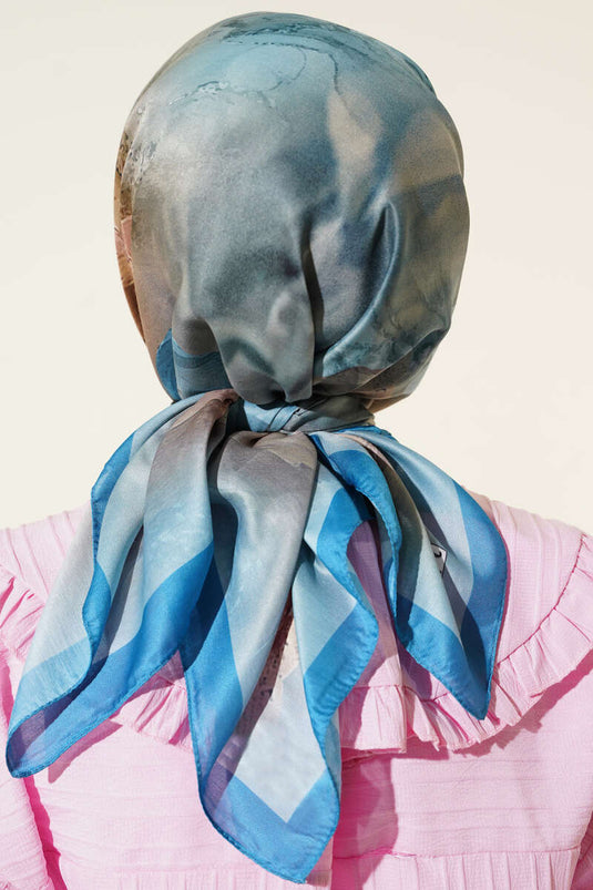 Flowers Pattern Soft Scarf Soft Blue