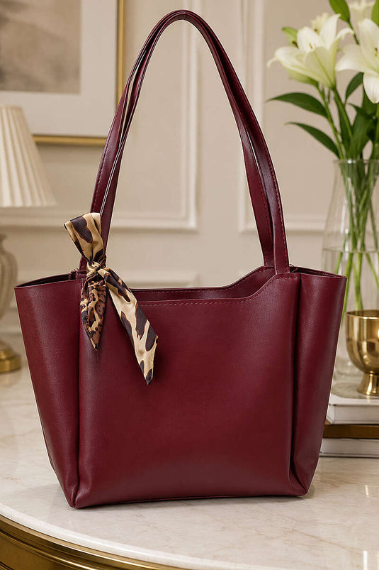 Basic Sleeve Bag With Scarf Detail Burgundy