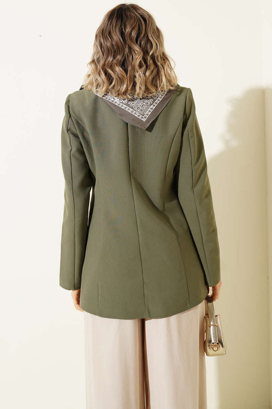 Blazer con Dettaglio Fular Verde Militare