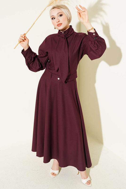 Zweiteiliges Set mit Jacke und Schal in Bordeaux