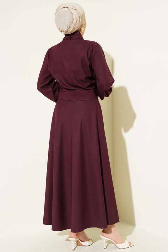 Zweiteiliges Set mit Jacke und Schal in Bordeaux