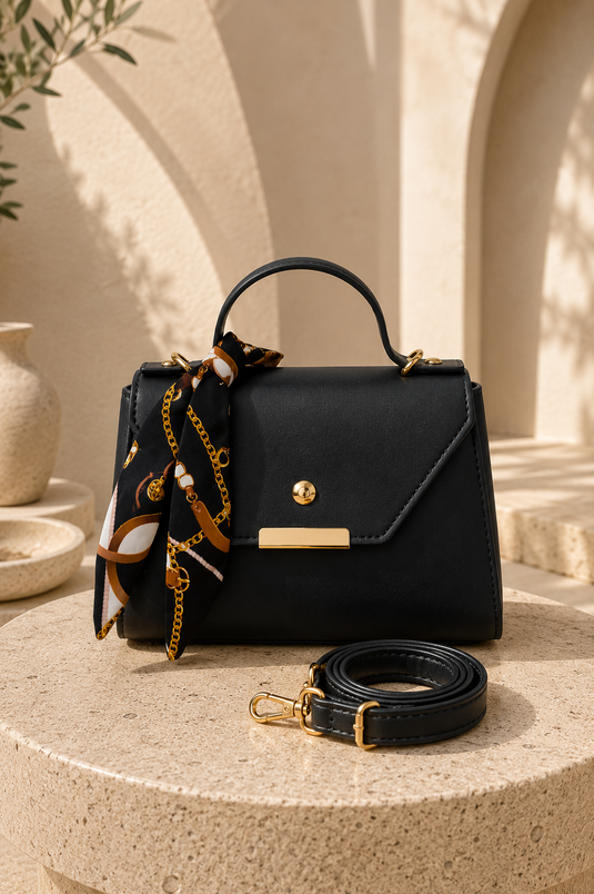 Borsa A Mano E Spalla Con Dettagli In Nero E Marrone