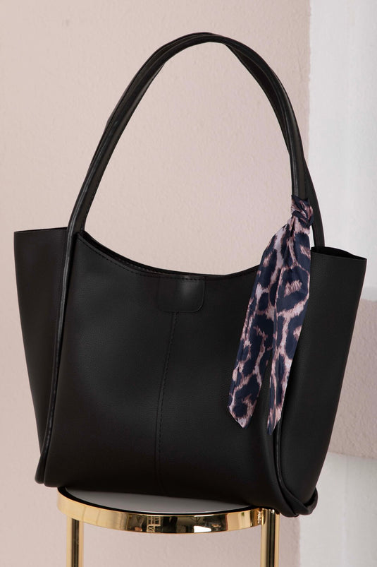 Scarf-Embellished Sleeve Bag -11