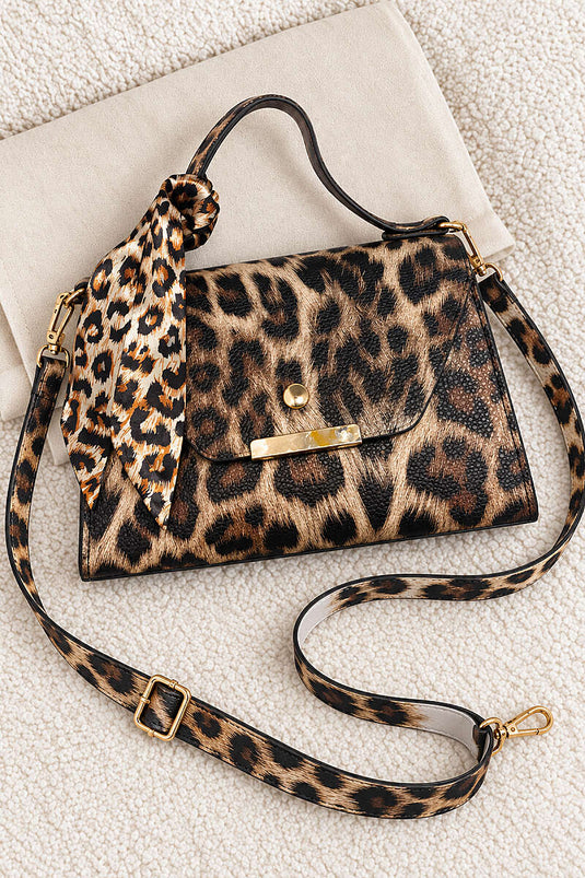 Leopard Muster Schal-Detail Box Tasche