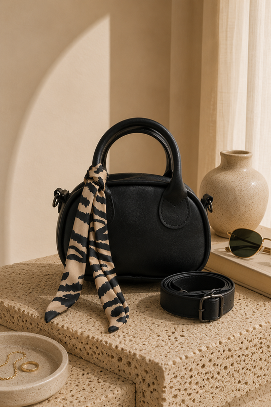 Fular Detaylı Mini El & Omuz Çantası Zebra