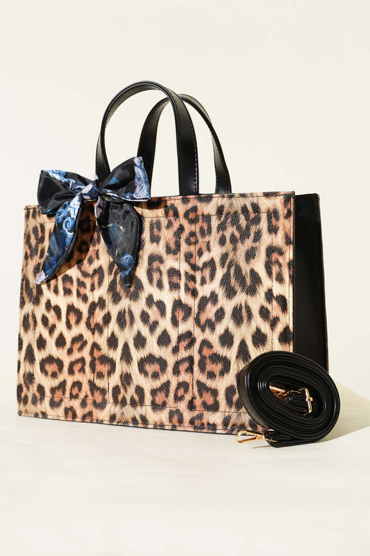 Sac rectangulaire à foulard léopard