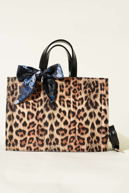 Sac rectangulaire à foulard léopard