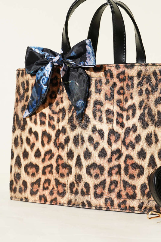 Sac rectangulaire à foulard léopard
