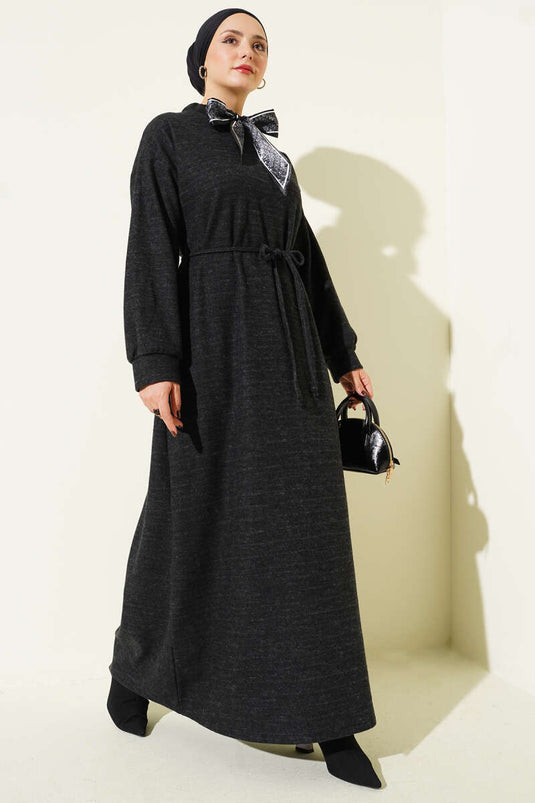 Black Dress with Scarf and Tie Detail