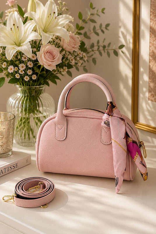 Sac Mini À Fermeture Éclair Et Foulard Rose