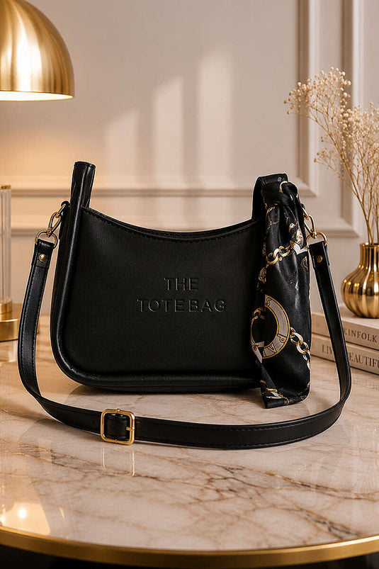 Sac à main The Tote Bag avec foulard, noir
