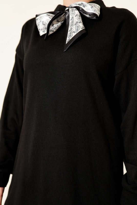 Scarf Knitwear Two Piece Set Black