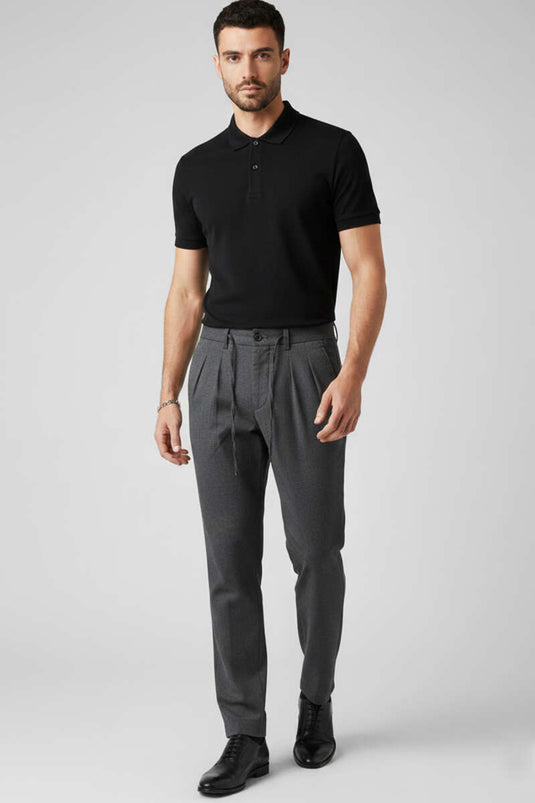 Men's Gabardine Trousers with Laces, Anthracite