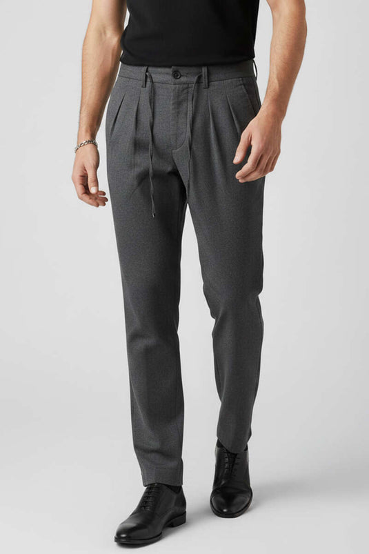 Men's Gabardine Trousers with Laces, Anthracite