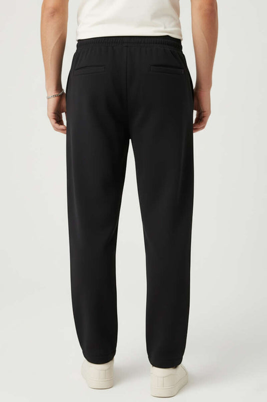 Pantalon en gabardine pour homme avec taille élastique, noir