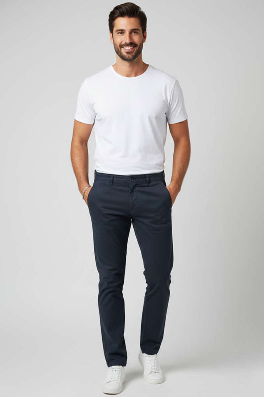 Pantalon pour homme en gabardine avec élasthanne Bleu marine