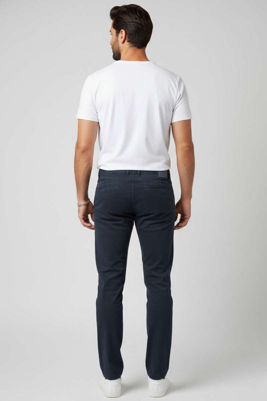 Pantalon pour homme en gabardine avec élasthanne Bleu marine