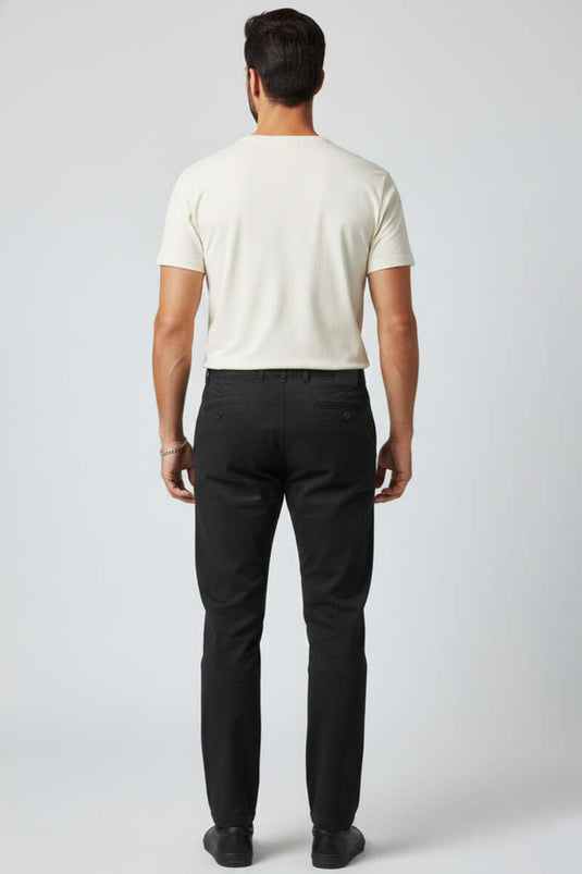 Pantalon pour homme en gabardine avec élasthanne Noir