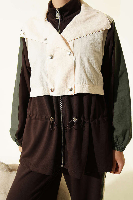 Completo In Maglia Con Cintura In Caffè