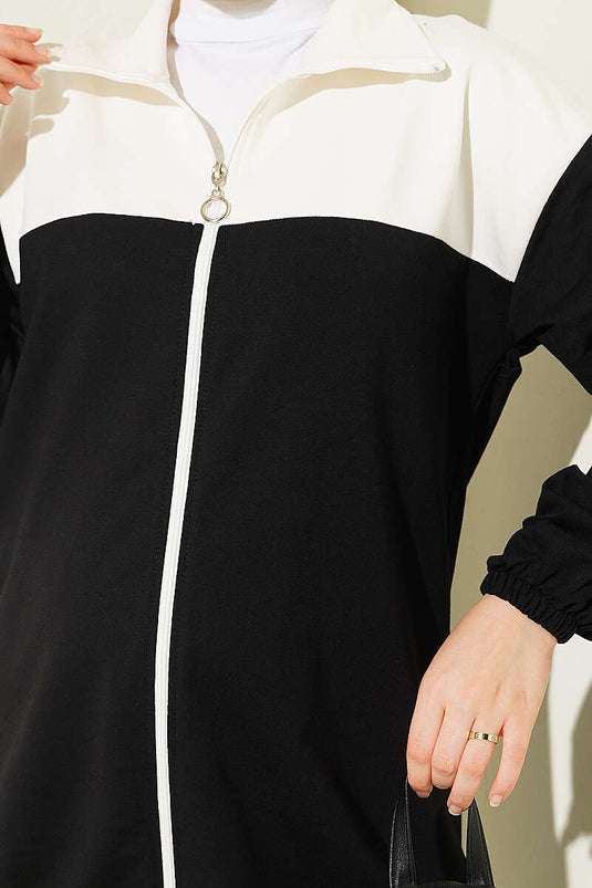 Completo Due Pezzi In Maglia Con Polsini Neri