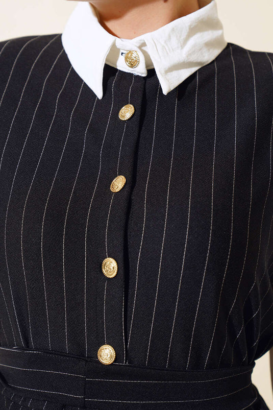 Costume Double Rayé Garni Noir