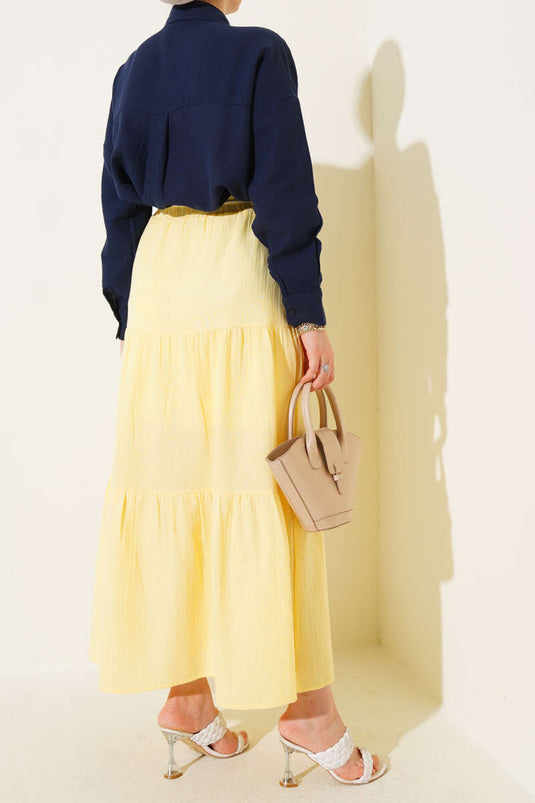 Garnished Rope Belted Skirt Yellow