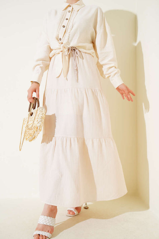 Garnished Rope Belted Skirt Stone