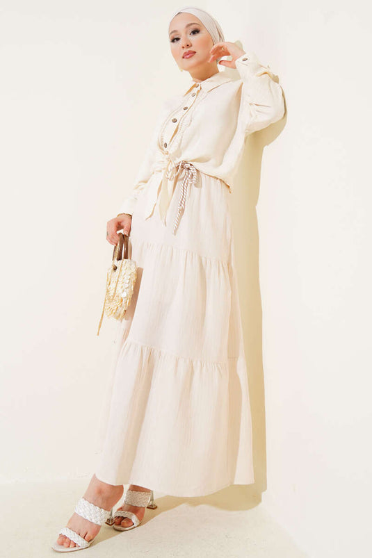 Garnished Rope Belted Skirt Stone