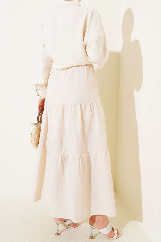 Garnished Rope Belted Skirt Stone