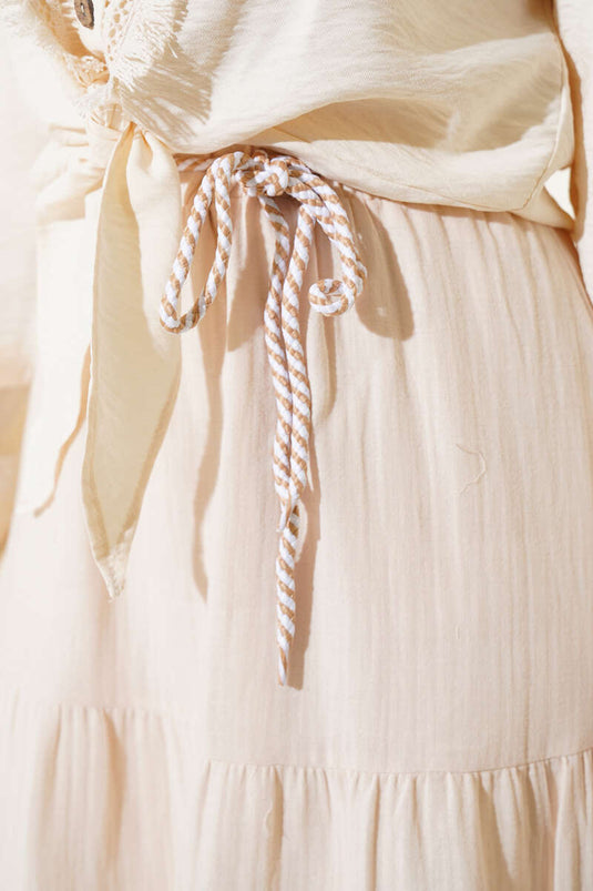 Garnished Rope Belted Skirt Stone