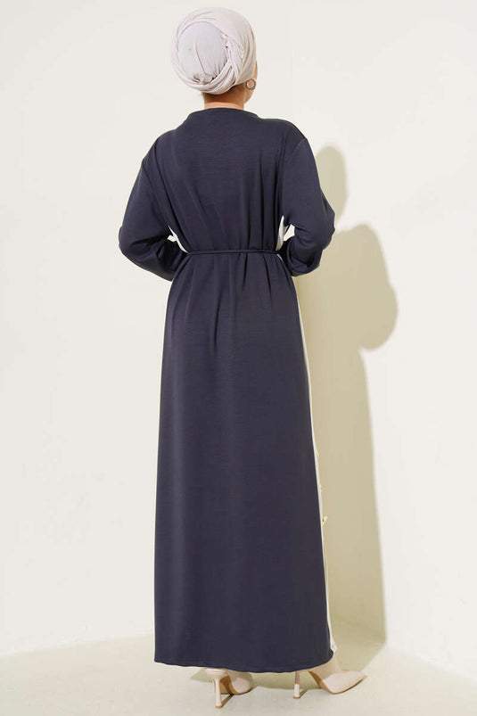 فستان لويشا مع حزام حبل مزخرف، دخاني