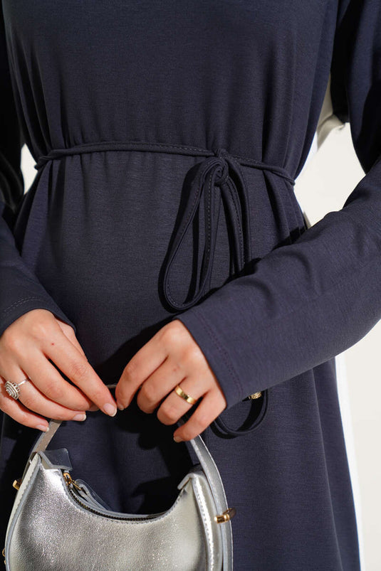 فستان لويشا مع حزام حبل مزخرف، دخاني