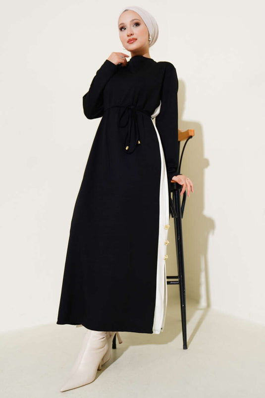 Garnished Rope Belted Loysha Dress Black