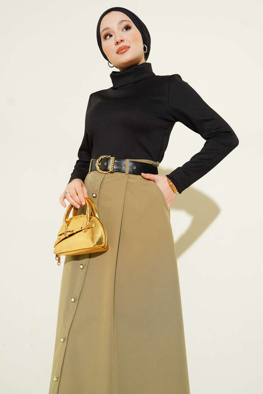 Garnished Belt Detailed Dress in Orange