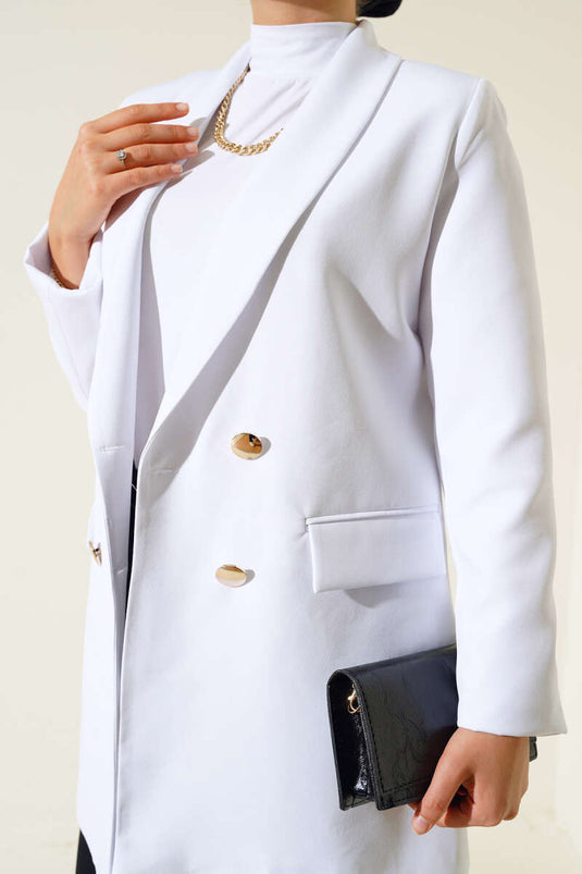 Embellished Cross-Over White Jacket