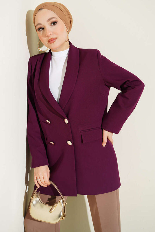 Purple Wrap Jacket with Buttons